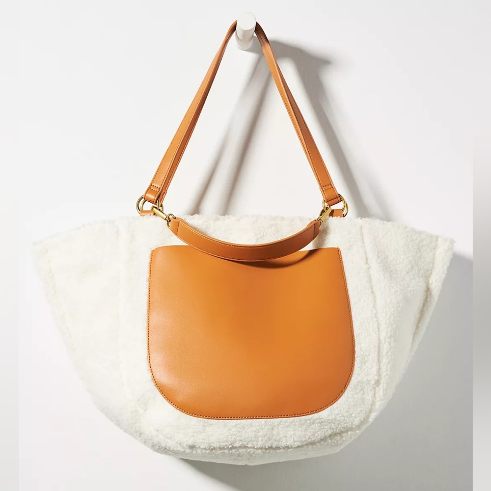 NWT Anthropologie Faux Shearling Tote Bag